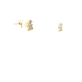 14k Yellow Gold Baby Girl Round Cubic Zirconium Stone Stud Earrings
