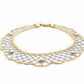 14k Two Tone Diamond Cut Beaded Mesh Bracelet