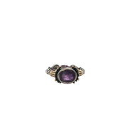 Pre-Owned Lagos Caviar 18k Yellow Gold/ Sterling Silver Oval Amethyst Ring Size 7