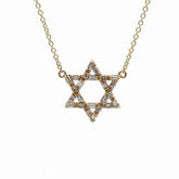 14k Yellow and White Gold .55ct Baguette/ .30ct Round F VS2 Diamond Star of David Pendant