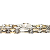 18k Two Toned Mens Bracelet Weighing 34 grams Size 8.5