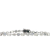14k White Gold Multi Shaped Tennis Bracelet Containing 6.50ct of F VS2 Round, Pear Shaped and Emerald Shaped Diamonds