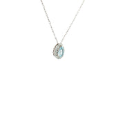 14k White Gold .50ct Pear Shape Aquamarine/ .10ct G SI1 Round Pendant