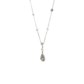 18k White Gold .50ct G VS2 Round Diamond Tear Drop Necklace