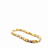 18k Two Tone 13.0 gram Beaded Bracelet 8"inch