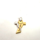 18k Two Tone 10.1 gram Crucifix Cross Pendant 2"inch