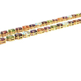 18k Yellow Gold Multicolor Semi Precious Amethyst, Citrine, Peridot, Blue Topaz , Garnet and Rubellite 7x5 Oval Shape Necklace 25.7 gram 16"inch