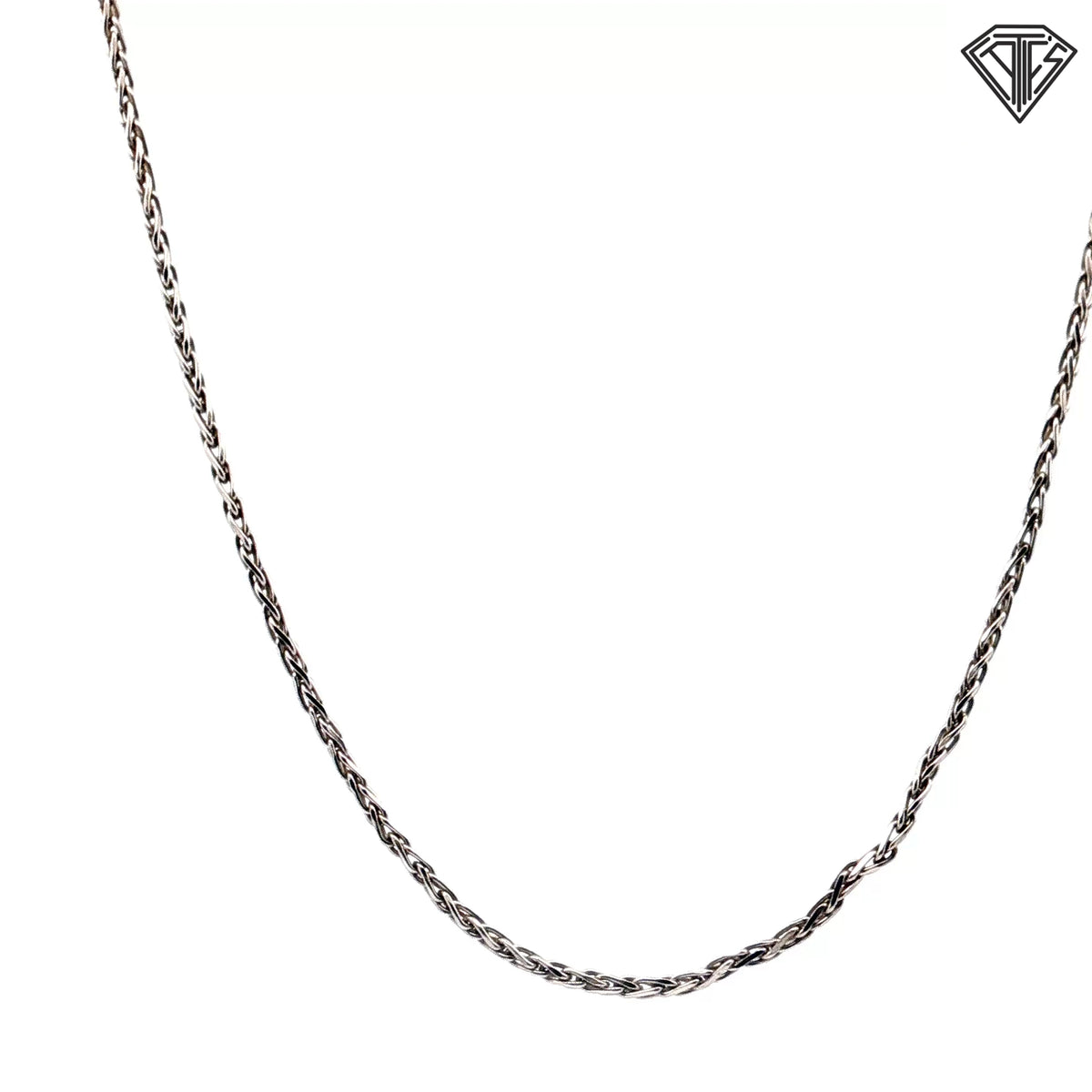 14k White Gold Diamond-Cut Spiga Necklace 3.90 gram 16"