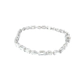 18K WHITE GOLD 9.52CT FGVS2 MUILTI SHAPE EMERALD, OVAL, PEAR, PRICESS CUT AND MARQUISE 7" BRACELET