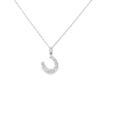14k White Gold .10ct G SI1 Round Diamond Horseshoe Pendant