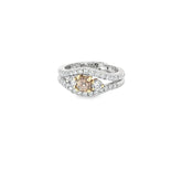 18k white Gold .70ct  Natural Fancy Dark Orange Brown  Cushion Shape Diamond and .75ct F VS1 / G VS2 Round Diamond along Engagement Ring  Certified By GIA #1206068551 Size 6 1/4