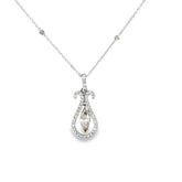 14k Two Toned .62ct Marquise Shape Champagne and .50ct G VS2 Round Diamond Pendant / Chain Sold Separated
