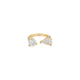 14k Yellow Gold 1.01ct Round /.87ct Pear Shape G SI1 and .78ct G VS2 Open Ring