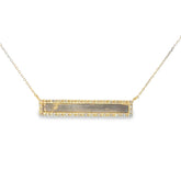 14k Yellow Gold .15ct G SI1 Round Diamond ID Bar Necklace