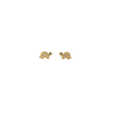 14k Yellow Gold Turtle Stud with Round Cubic Zirconium Stone Stud Baby Earrings
