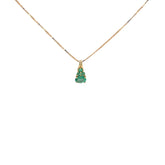 14k Yellow Gold 1.00ct Total Weight of Oval and Round Colombian Emerald Necklace
