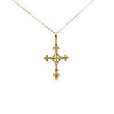 14k Yellow Gold .05ct G SI1 Round Diamond Paisley Cross Necklace