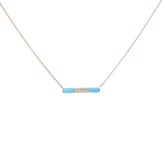 14k Rose Gold .07ct G SI1 Round Diamond and Turquoise Enamel Necklace