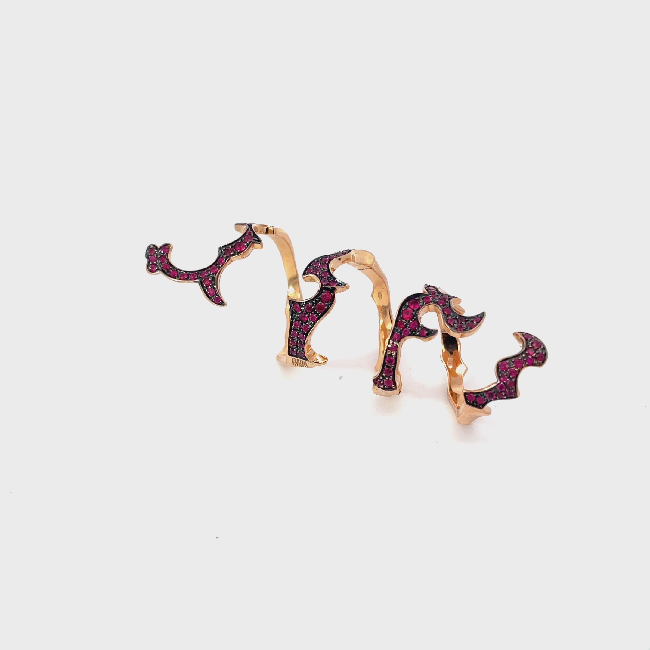 18k Rose Gold 2.00ct Natural Ruby Full Finger Ring
