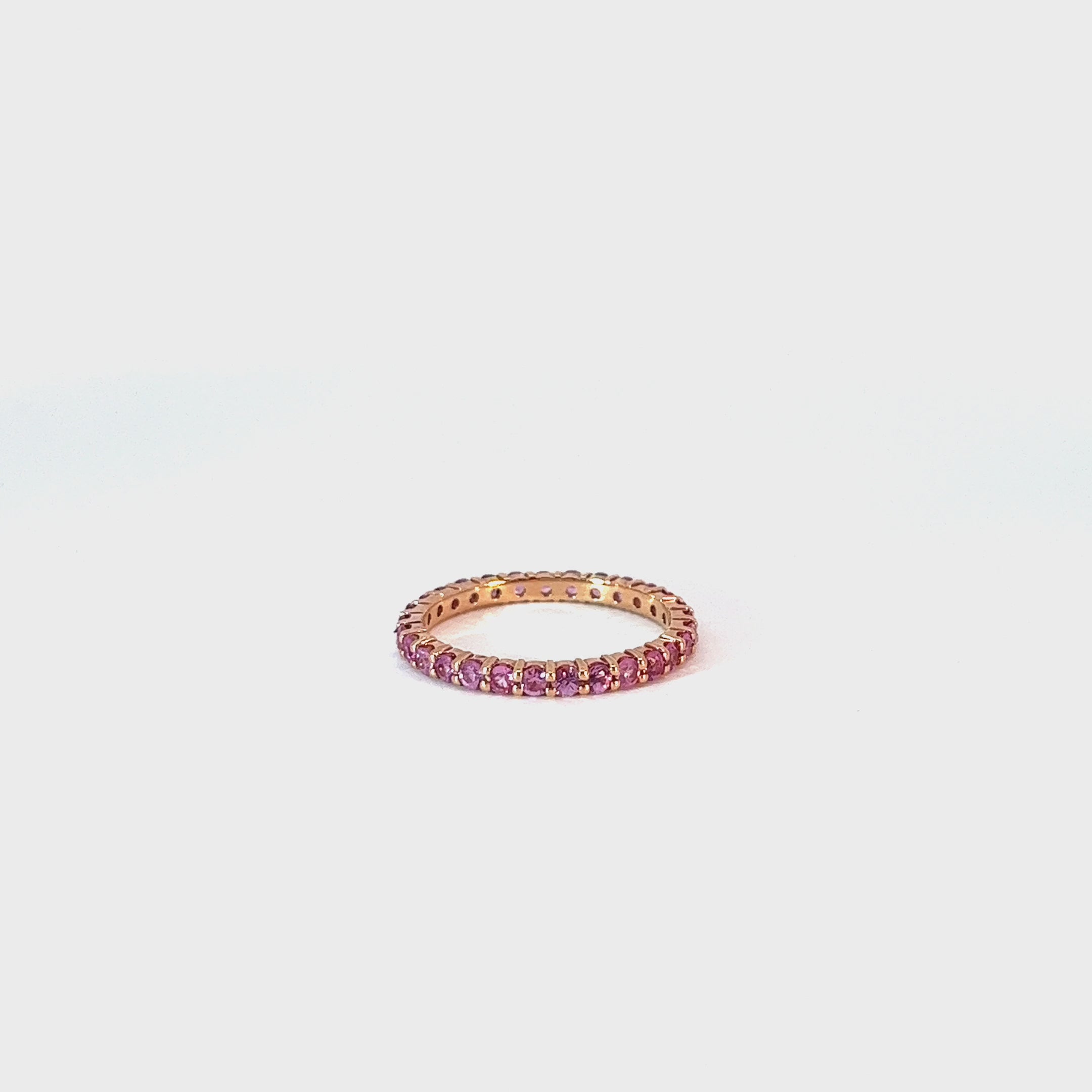 14k Rose Gold 1.00ct Round Pink Sapphire Eternity Band Ring