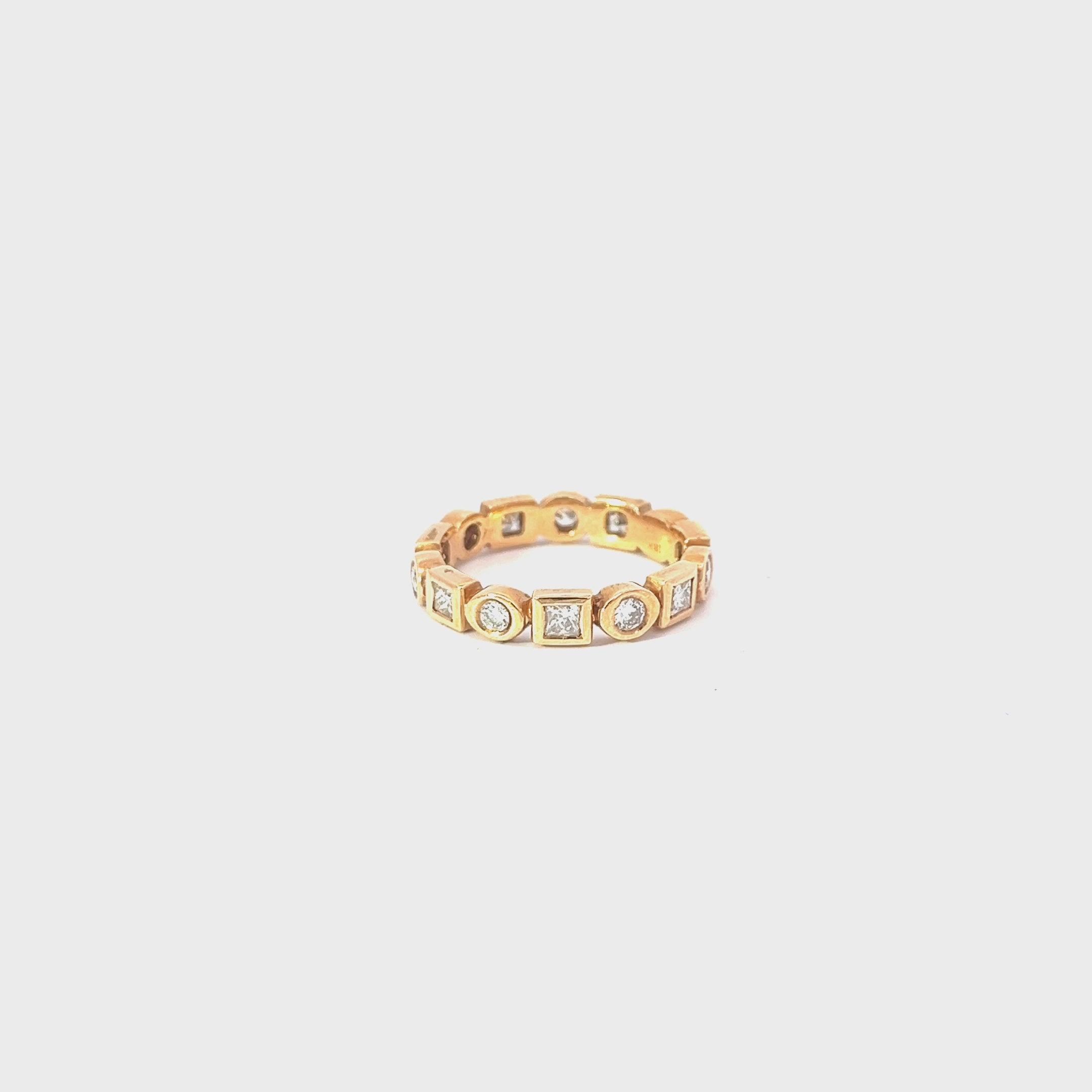 18k Rose Gold 1.08ct G VS2 Total  Weight Round and Square Bezel Diamond Eternity Band Size 7