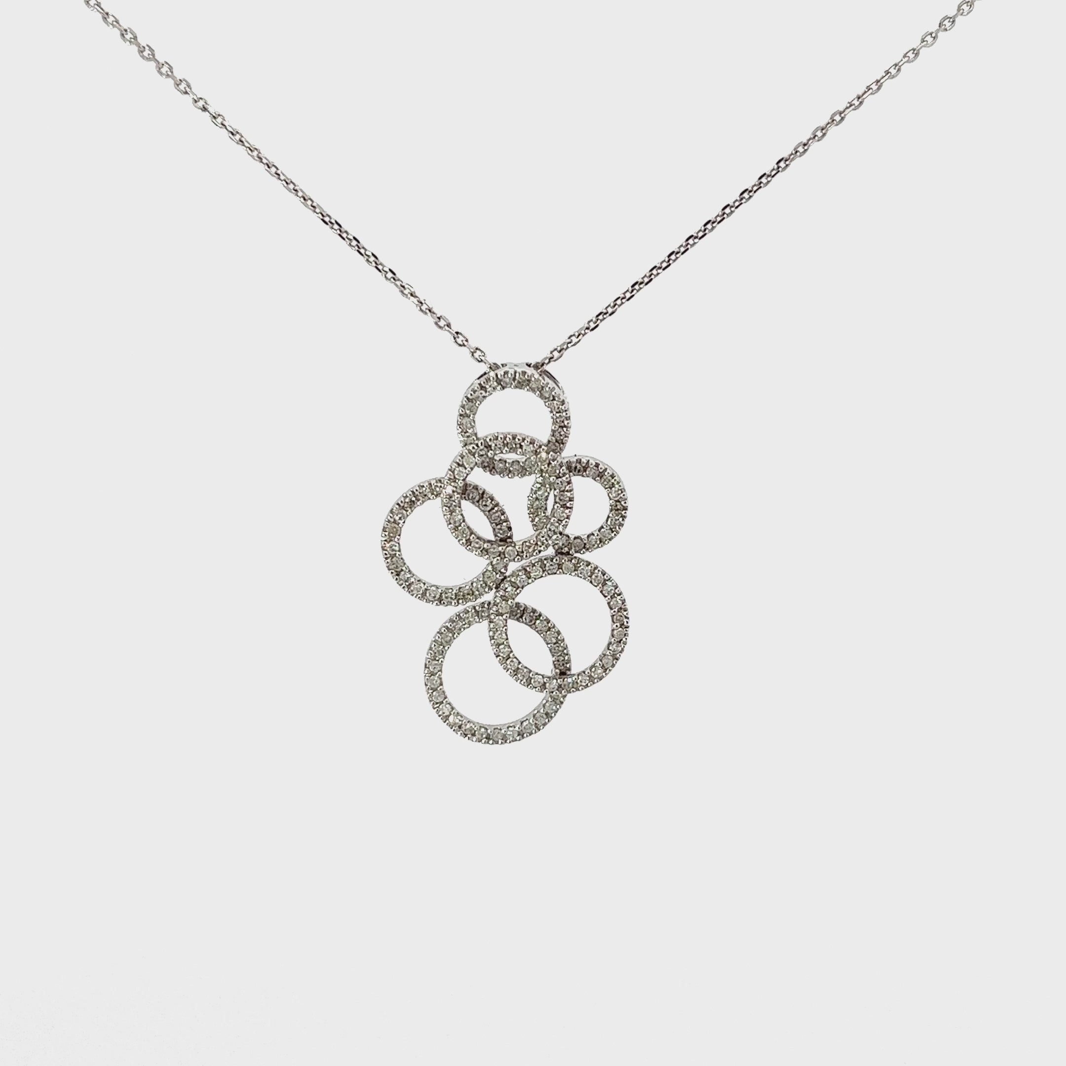 14k White Gold .58ct H SI1 Round Diamond Bubble Necklace