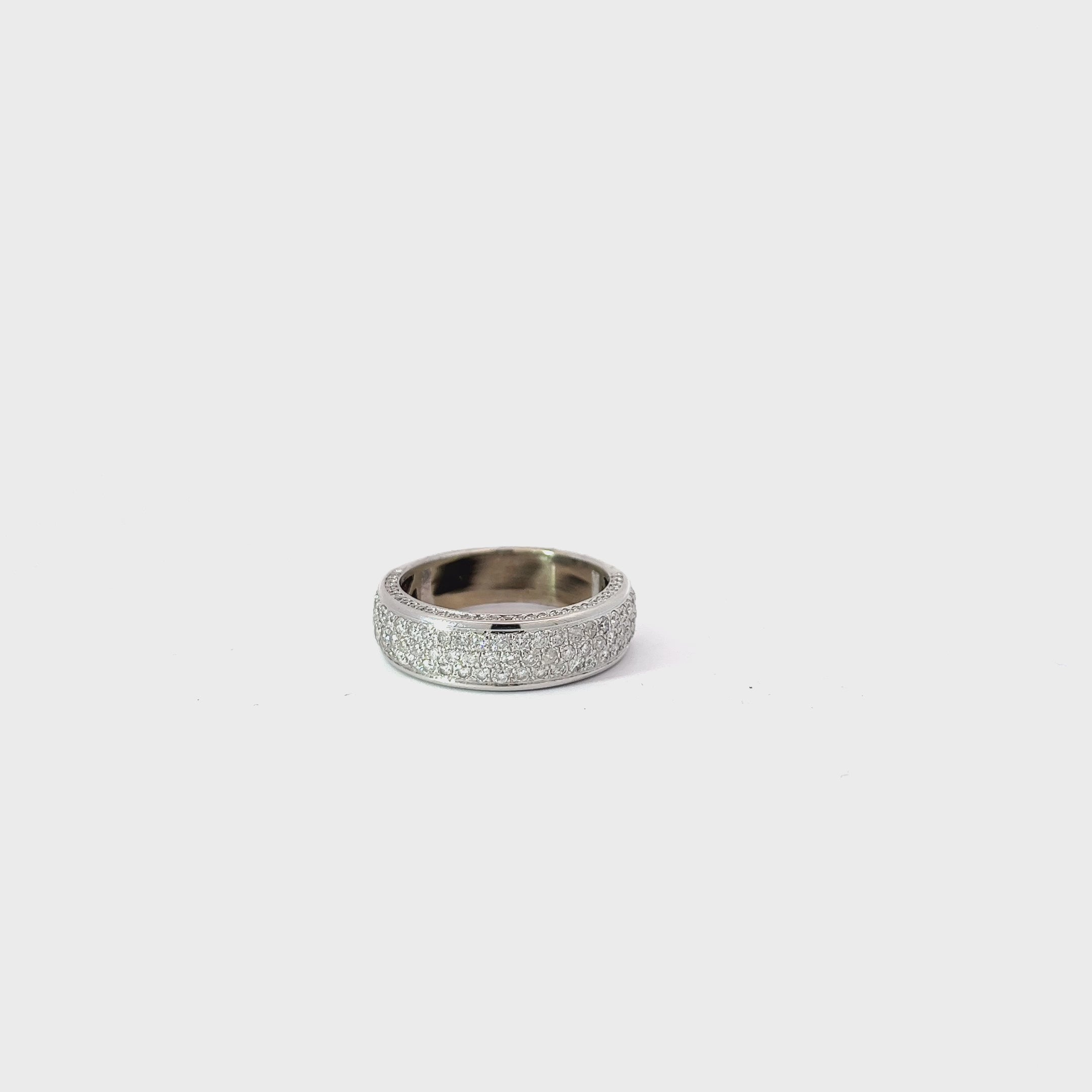 14k White Gold 1.00ct G SI1 Round Diamond Pave Set Men Wedding Band 7mm