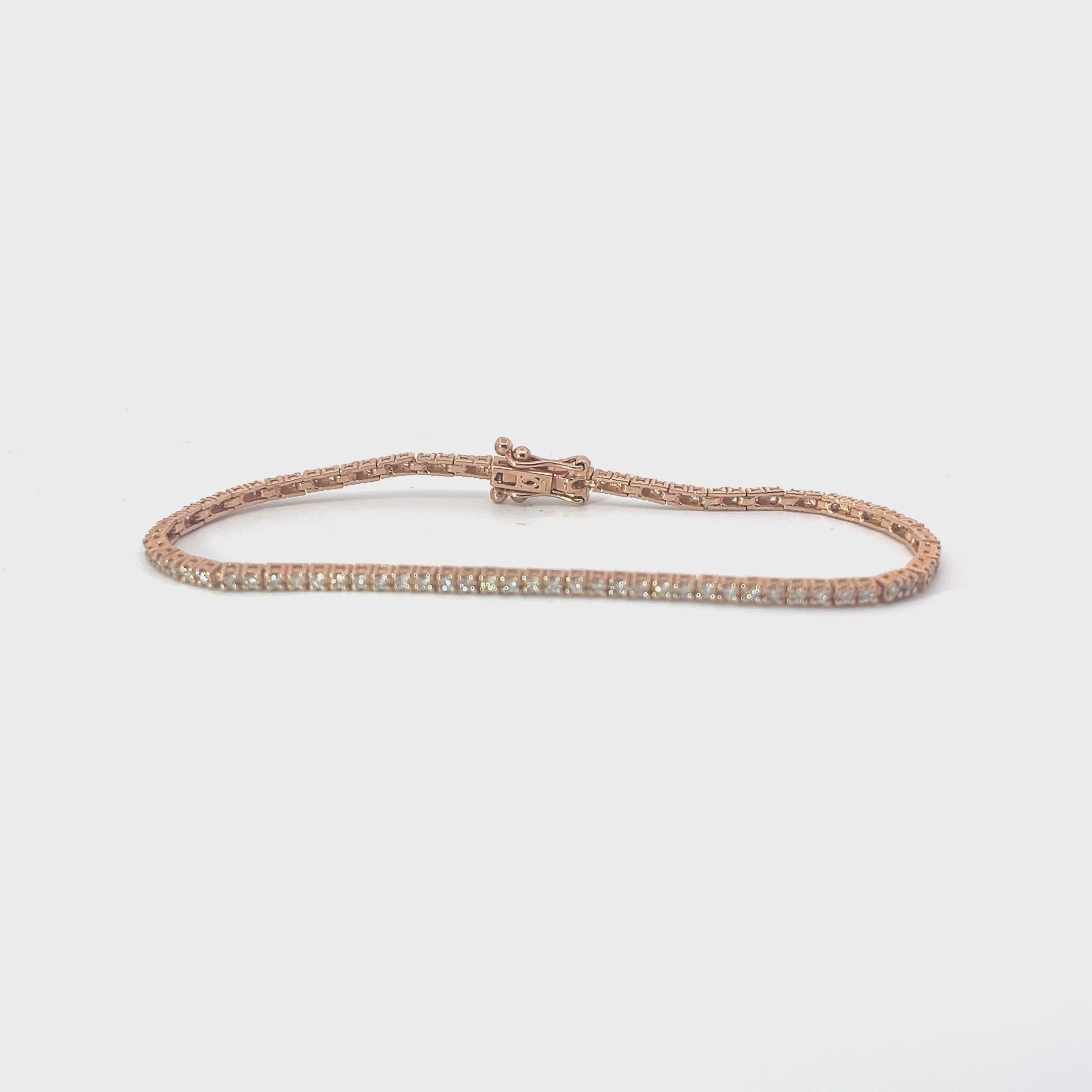 14k Rose Gold 1.01ct G VS2 Round Diamond Tennis Bracelet