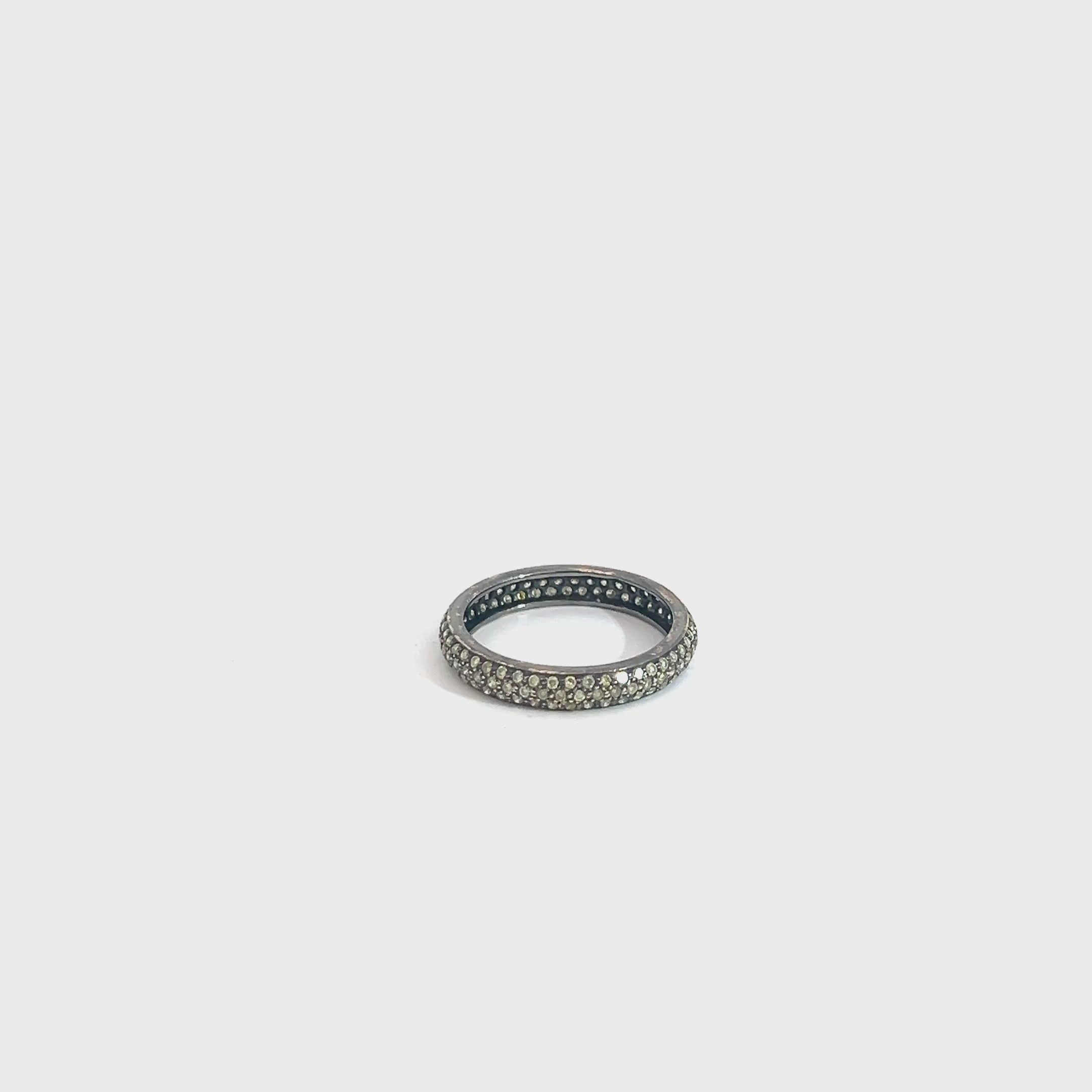 14k White Gold 1.00ct Yellow Diamond Pave Eternity Ring 3mm