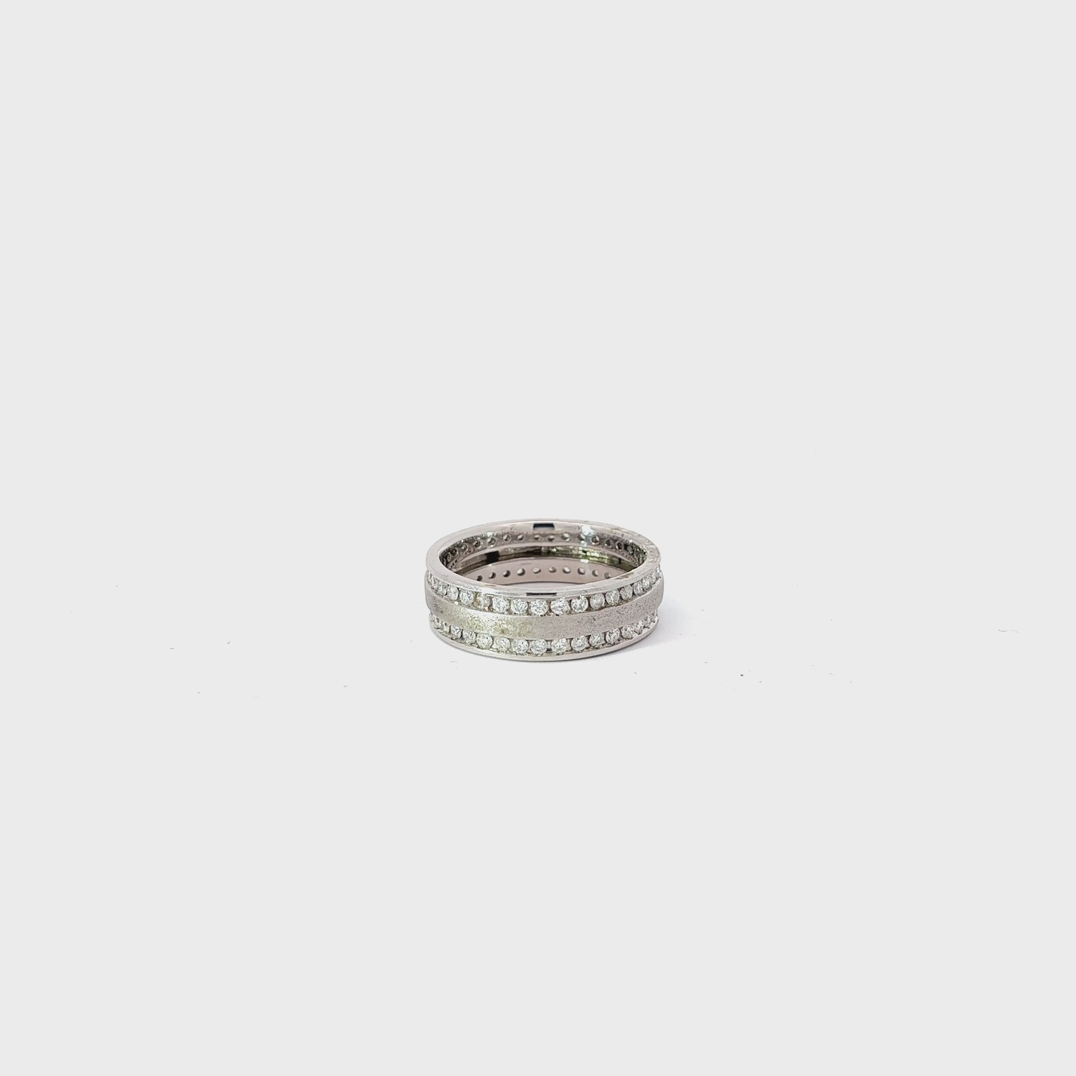 14k White Gold 2.00ct G SI1 Round Diamond Men Eternity Ring