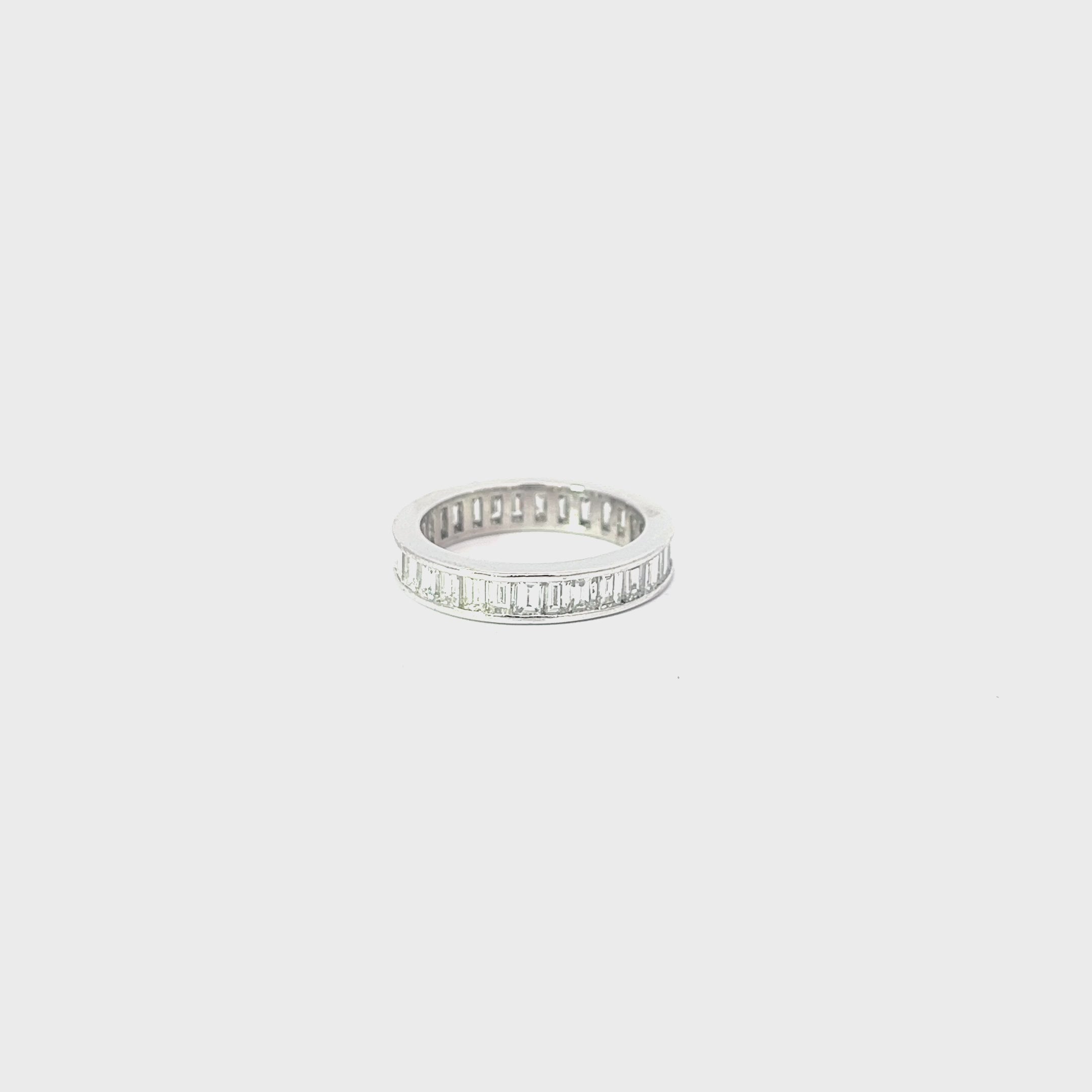 Platinum 2.50ct F VS2 Baguette Shaped Diamond Eternity Ring