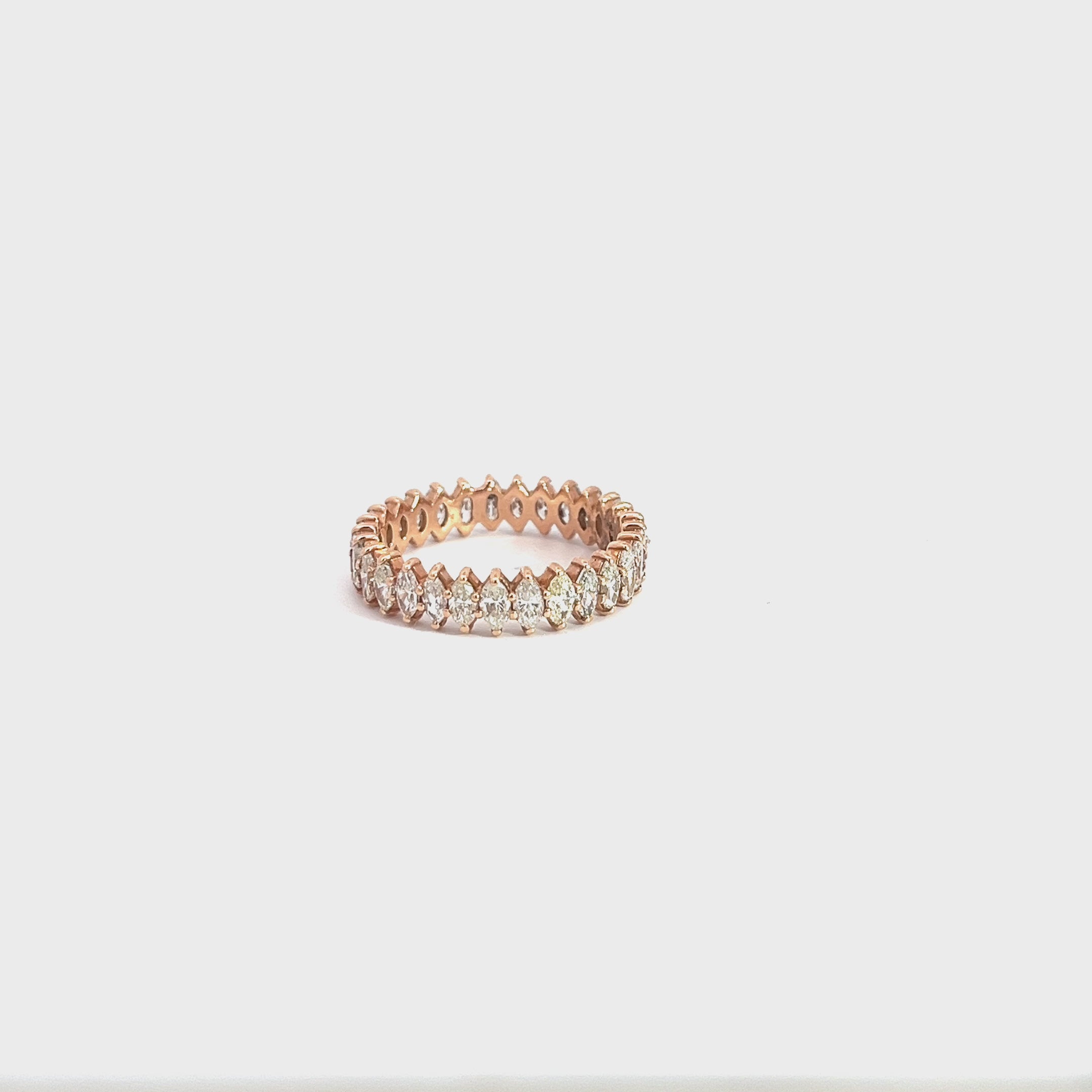 14k Rose Gold 2.58ct G VS2 Marquise Shape Diamond Eternity Band Ring Size 7