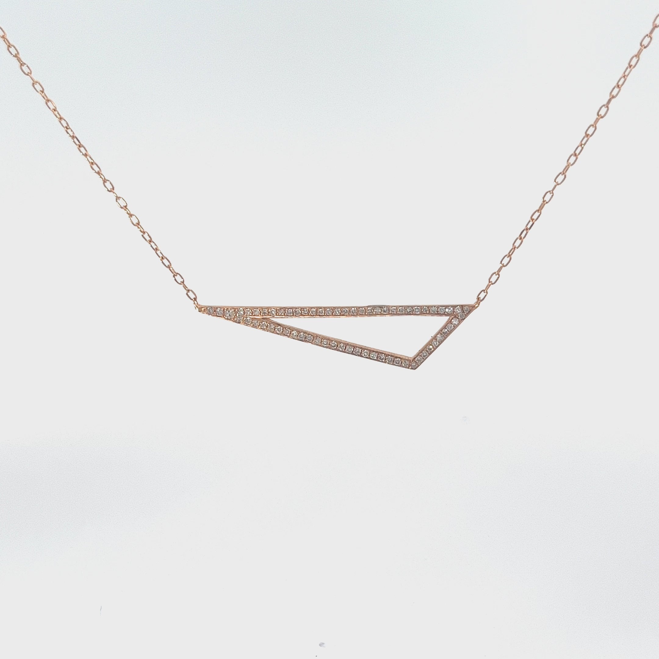 14k Rose Gold .18ct G SI1 Round Diamond Triangle Necklace