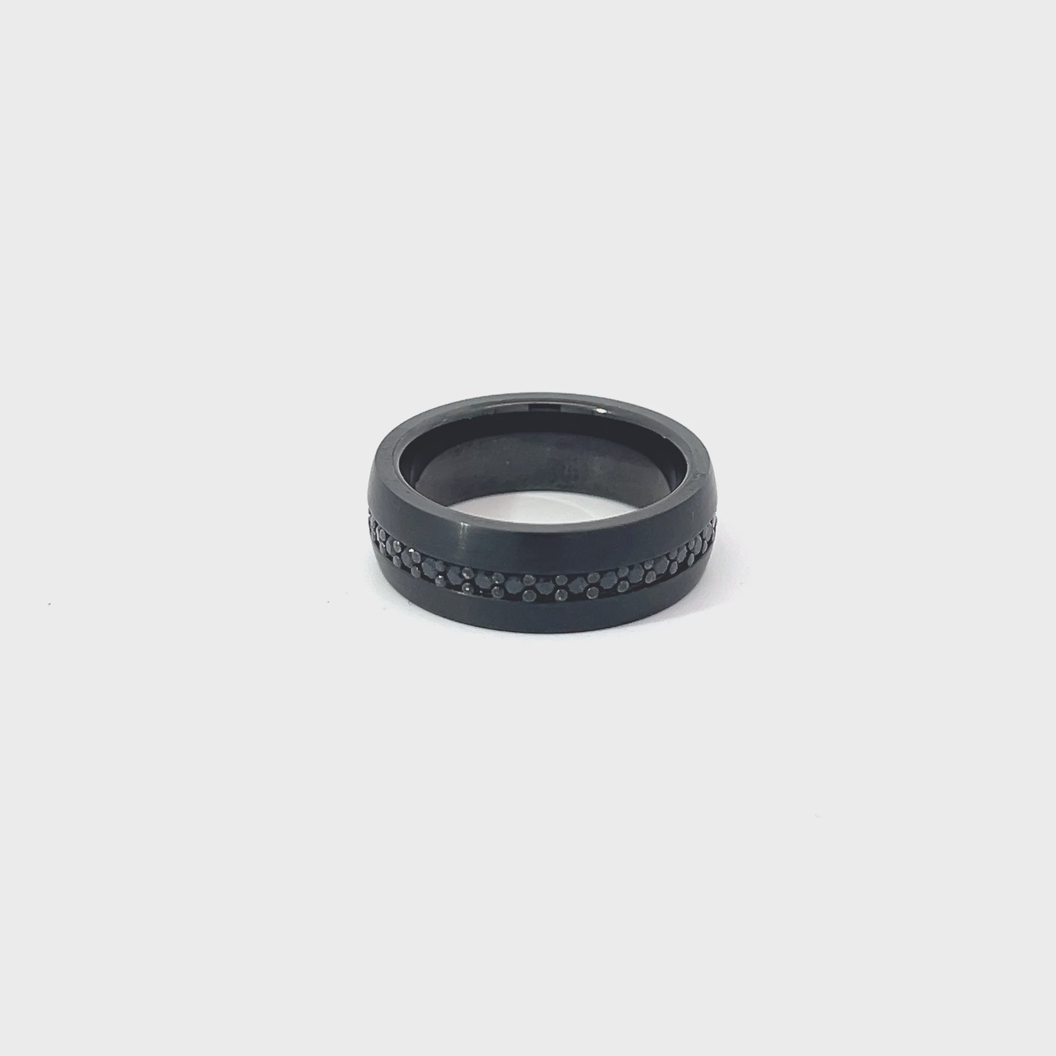 Tungsten with Black Onyx Men Wedding Ring Size 10 Triton