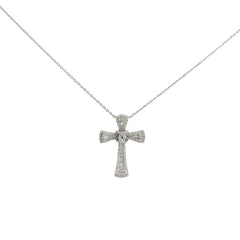 14k White Gold 1.00ct G VS2 Round Diamond Cross Necklace