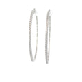 14k White Gold 2.58ct H VS2 Round Diamond inside/out Hoop Earrings 3"inch