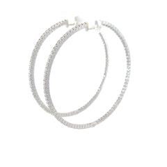 14k White Gold 2.58ct H VS2 Round Diamond inside/out Hoop Earrings 3"inch