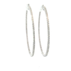14k White Gold 2.58ct H VS2 Round Diamond inside/out Hoop Earrings 3"inch