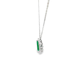 14k White Gold 2.45ct Pear Shaped Emerald .40ct FVS2 Round diamond Halo