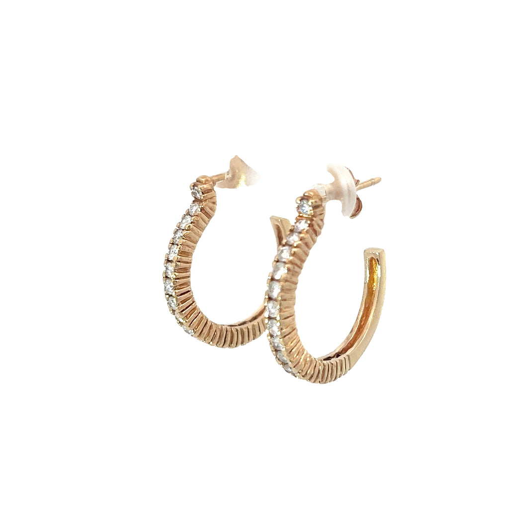 14k Yellow Gold .75ct G VS2 Round Open Diamond Hoop Earrings 6 gram 1"