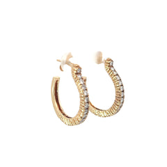 14k Yellow Gold .75ct G VS2 Round Open Diamond Hoop Earrings 6 gram 1"