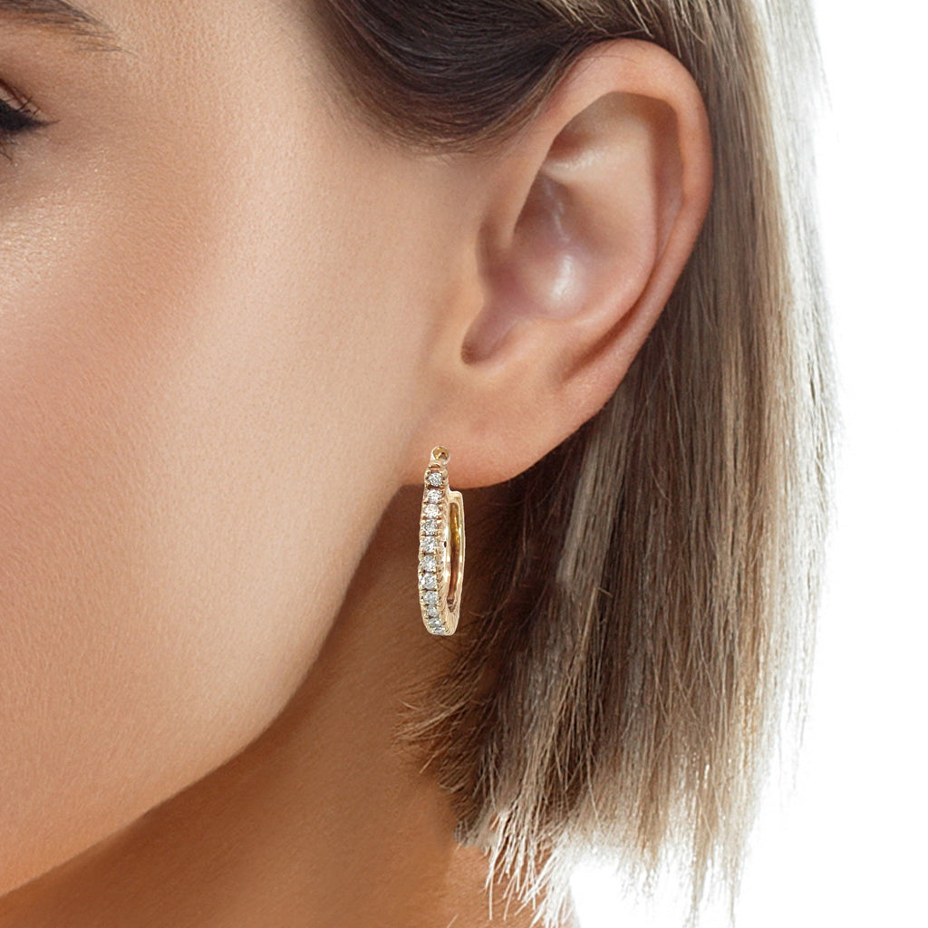 14k Yellow Gold .75ct G VS2 Round Open Diamond Hoop Earrings 6 gram 1"