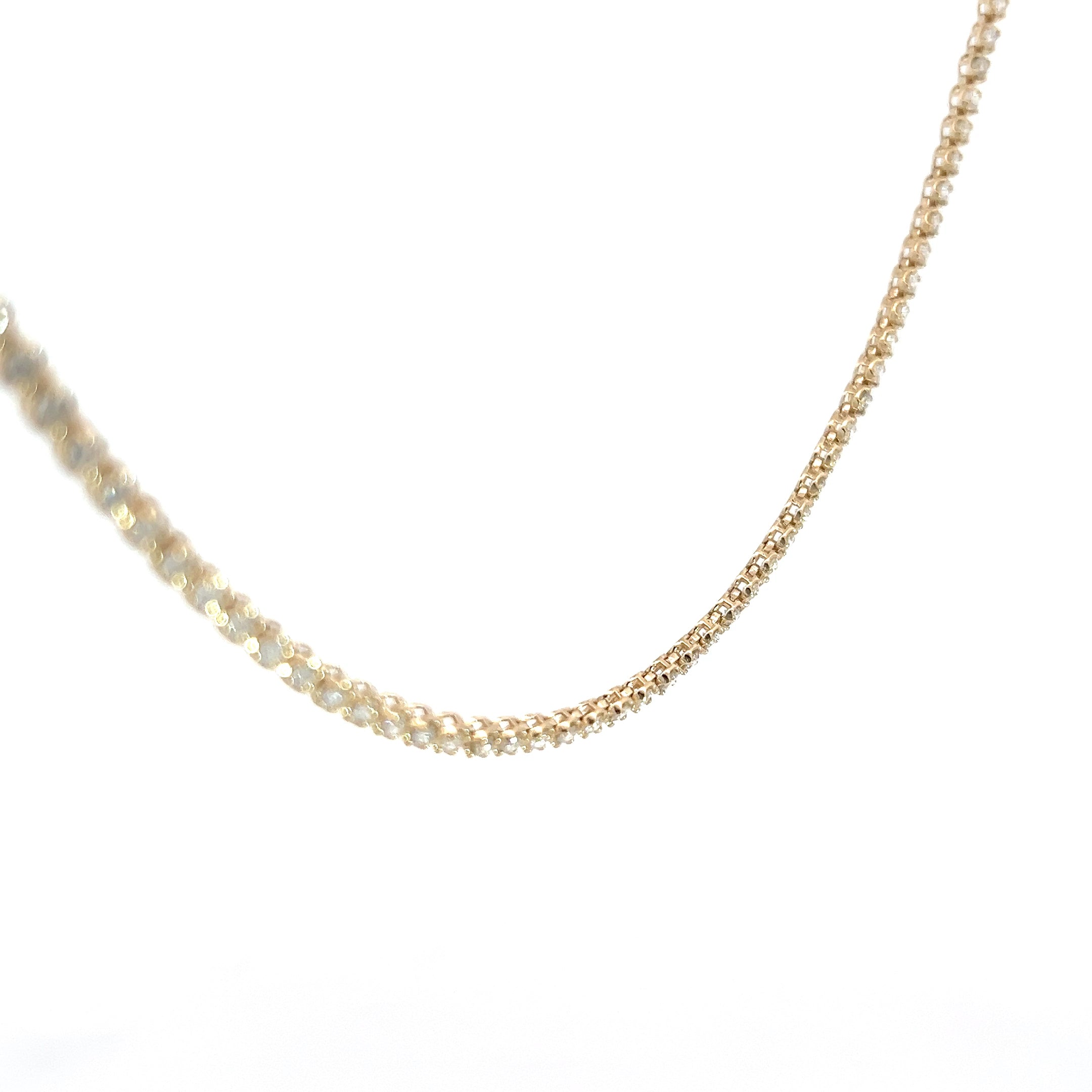 14k Yellow Gold 5.00ct G VS2 Round Diamond Tennis Necklace 16" inch