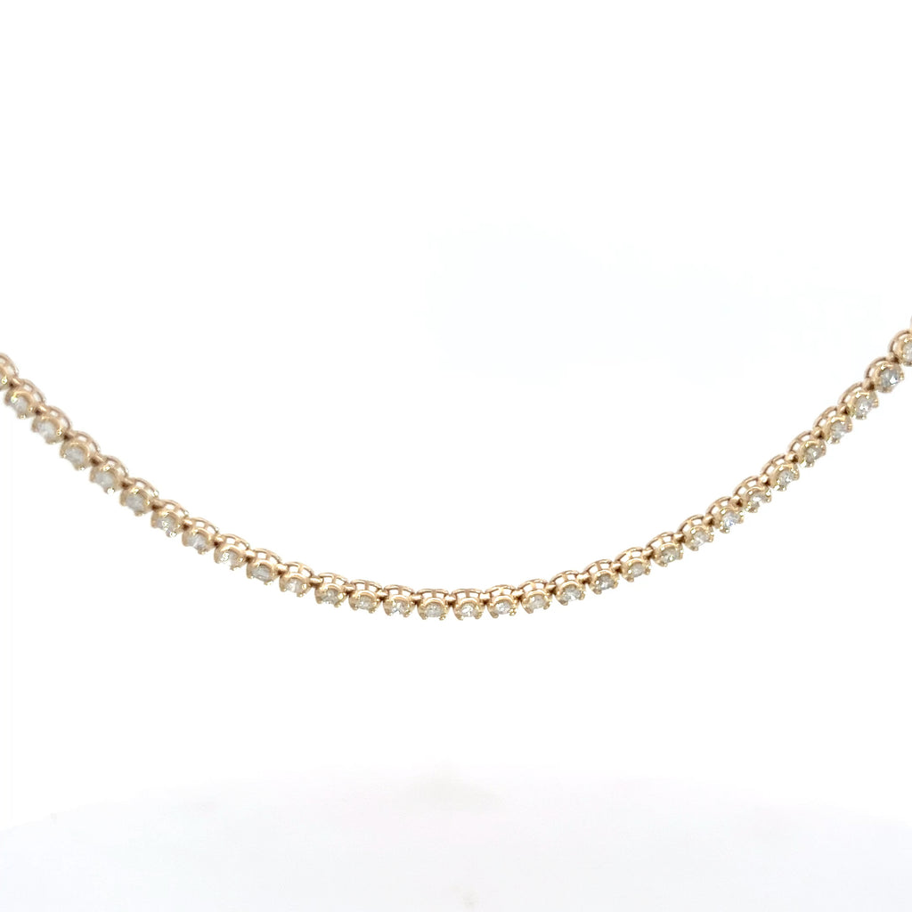 14k Yellow Gold 5.00ct G VS2 Round Diamond Tennis Necklace 16" inch