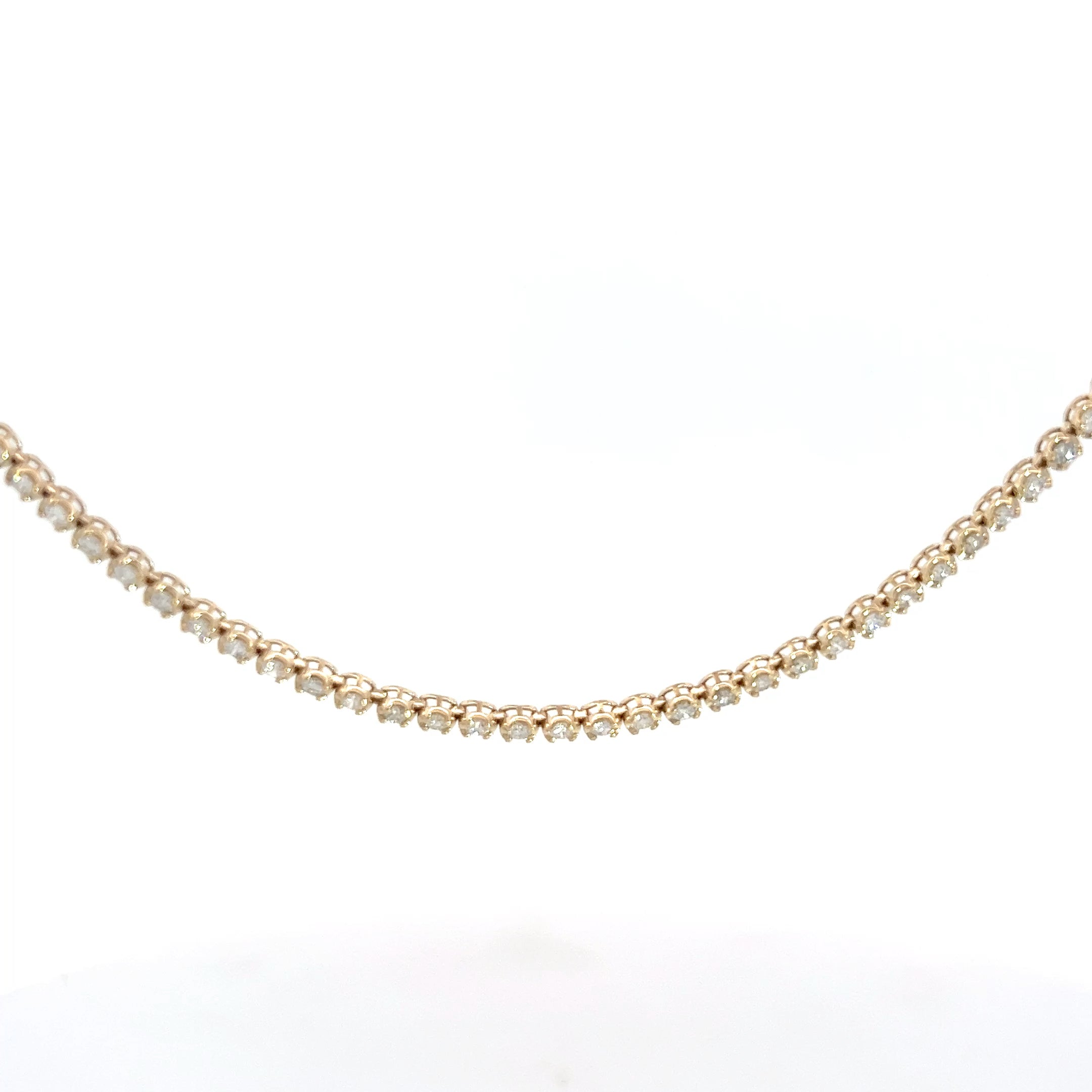 14k Yellow Gold 5.00ct G VS2 Round Diamond Tennis Necklace 16" inch