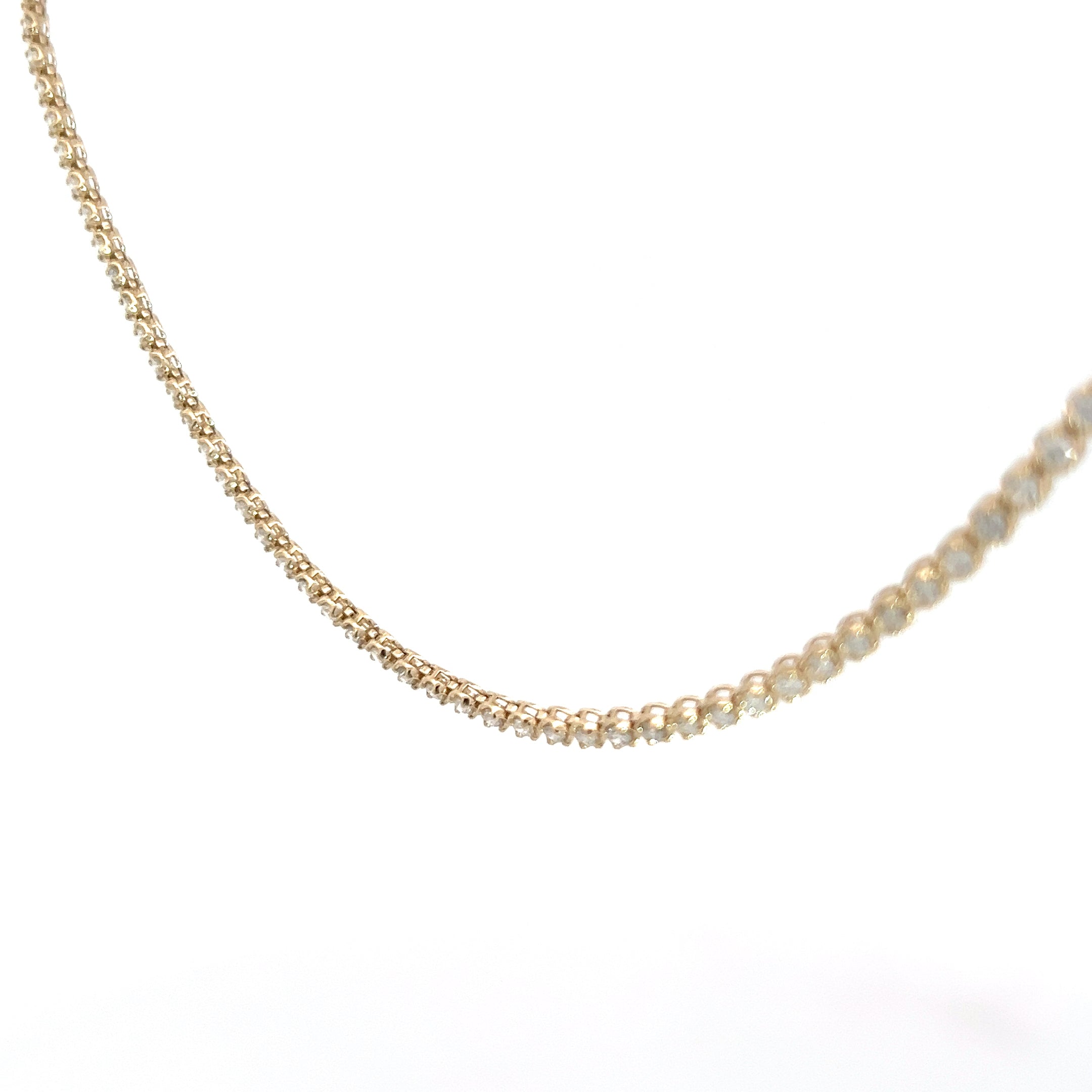 14k Yellow Gold 5.00ct G VS2 Round Diamond Tennis Necklace 16" inch