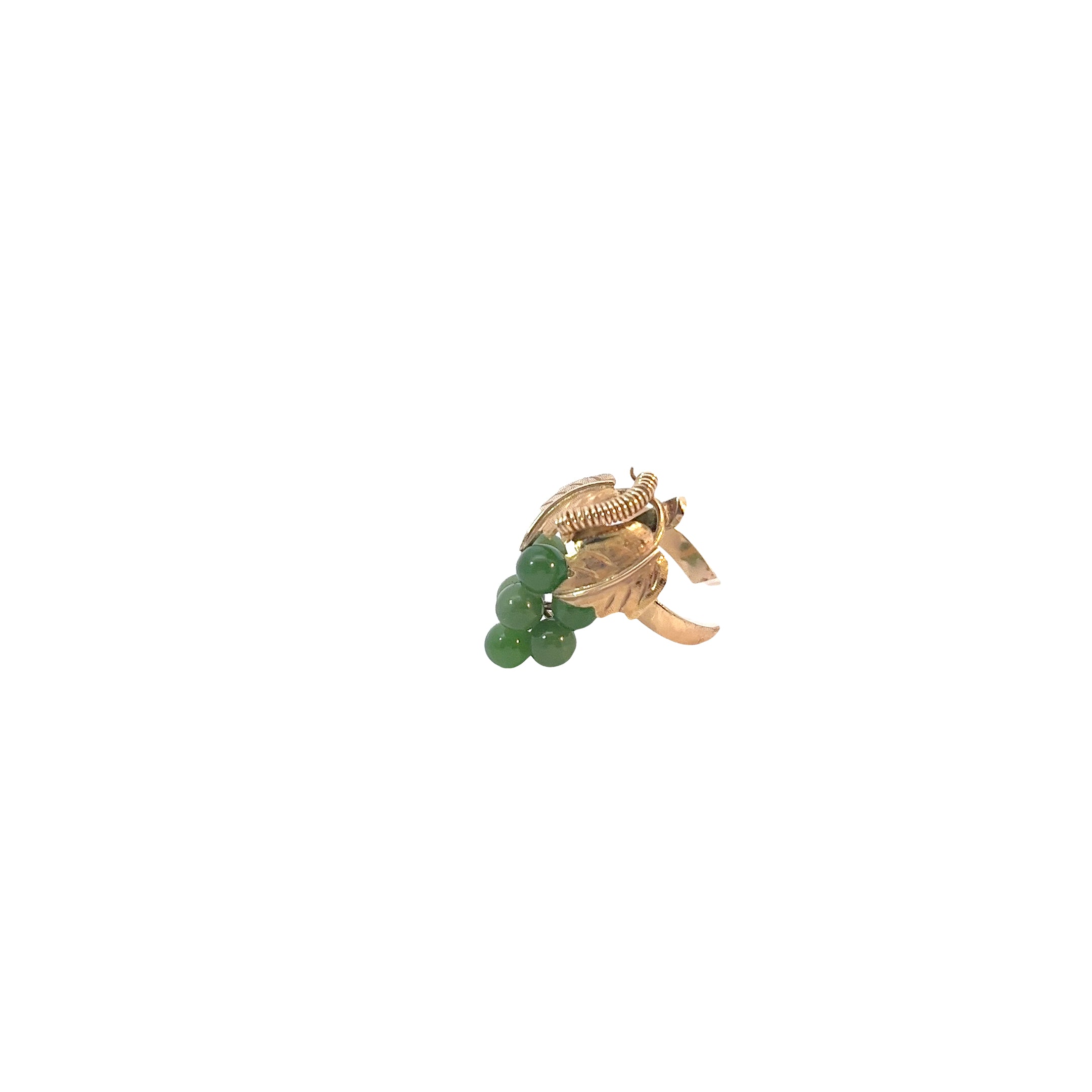 14k yellow gold green jade ring