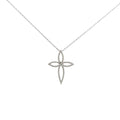 14k White Gold .42ct G SI1 Round Diamond Cross Necklace