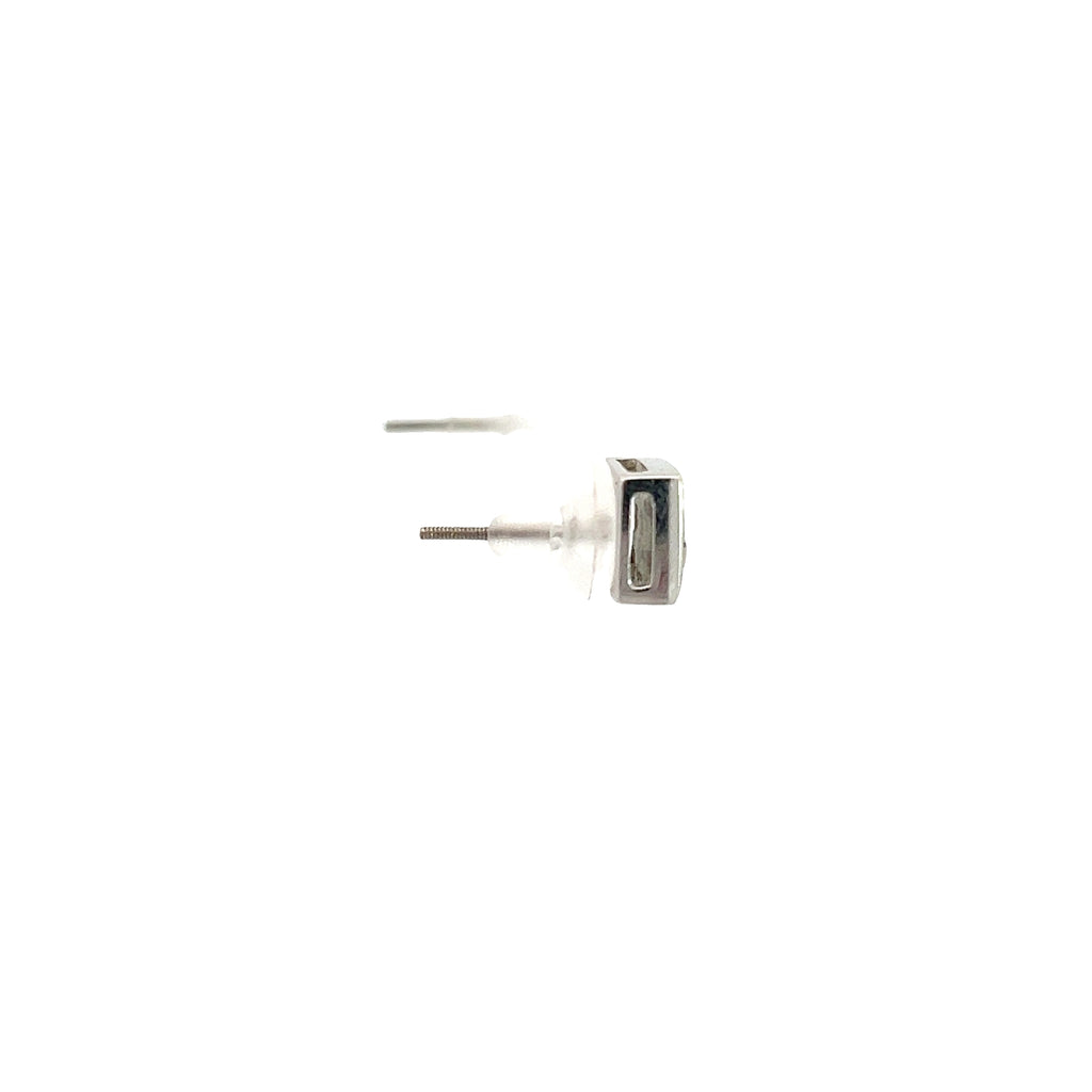 14k White Gold 1.00ct G SI1 Princess Cut Diamond 7mm Invisible Set Unisex Diamond Earrings