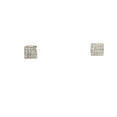 14k White Gold 1.00ct G SI1 Princess Cut Diamond 7mm Invisible Set Unisex Diamond Earrings